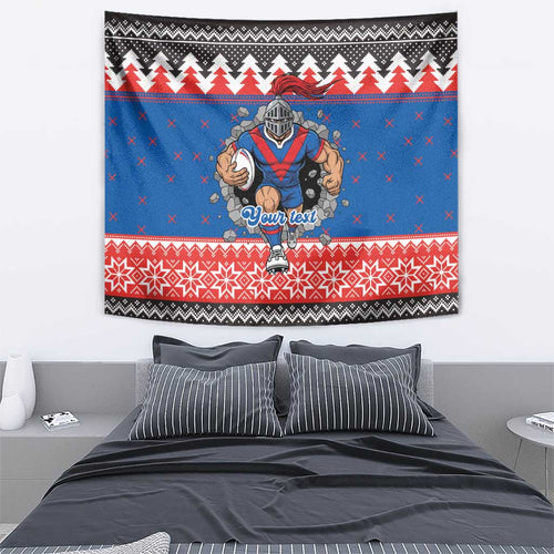 Merry Knights Newcastle Pride Personalised Tapestry Christmas Rugby League Spirit - Aussie Hoodie