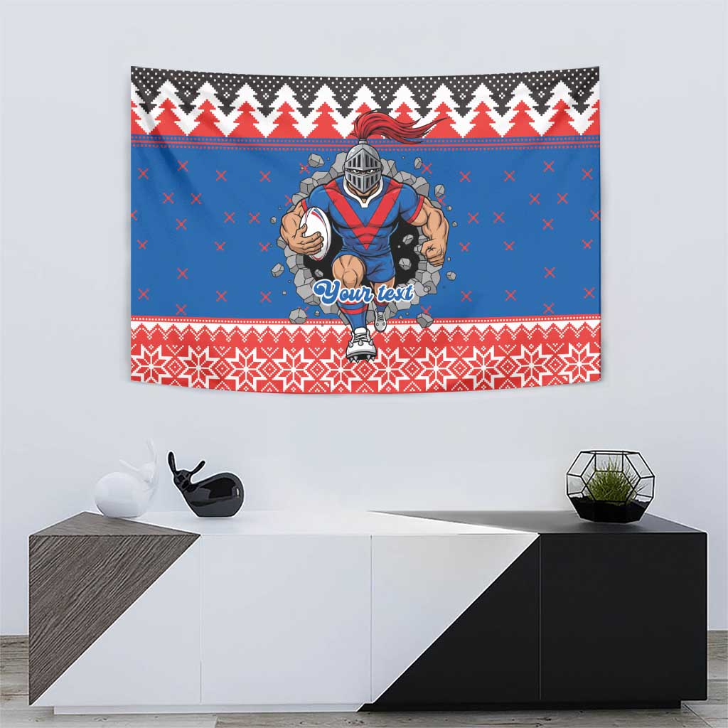 Merry Knights Newcastle Pride Personalised Tapestry Christmas Rugby League Spirit - Aussie Hoodie