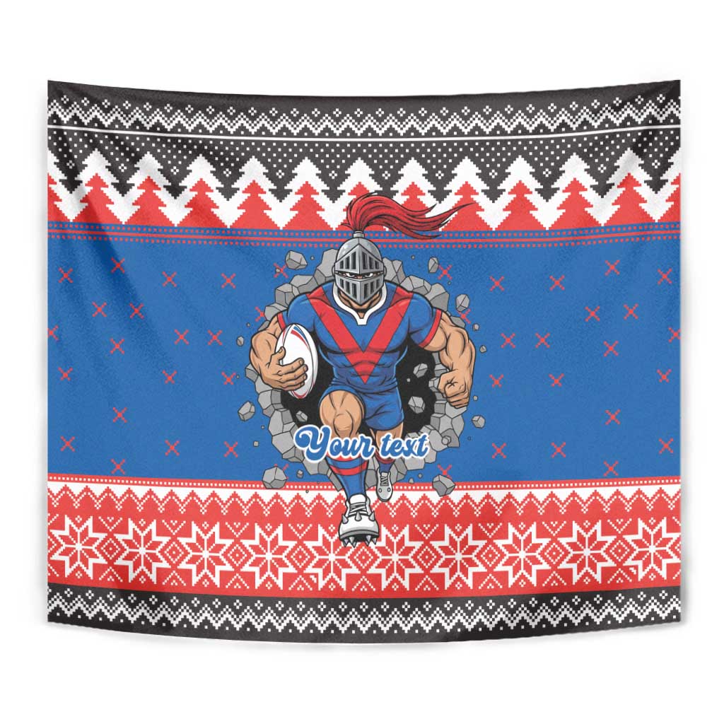 Merry Knights Newcastle Pride Personalised Tapestry Christmas Rugby League Spirit - Aussie Hoodie