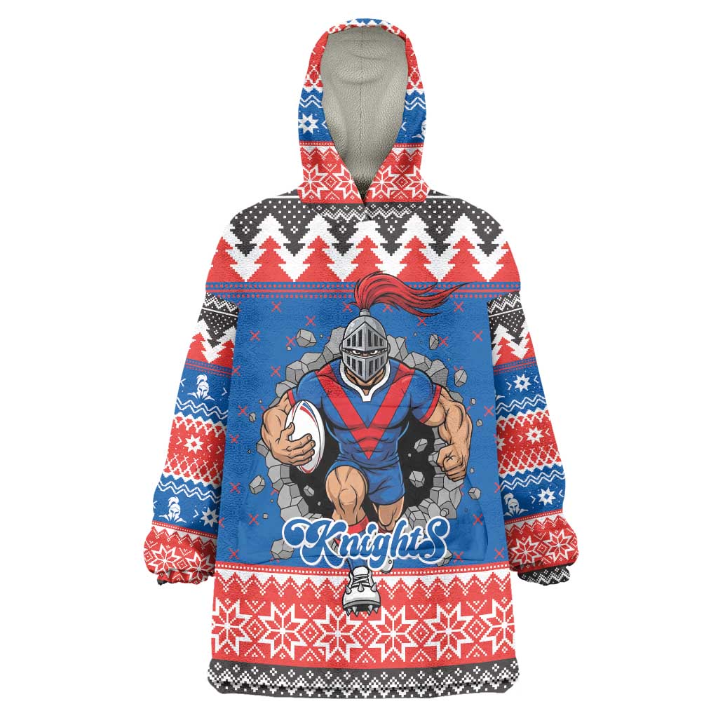 Merry Knights Newcastle Pride Personalised Wearable Blanket Hoodie Christmas Rugby League Spirit - Aussie Hoodie
