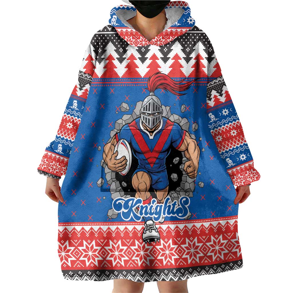 Merry Knights Newcastle Pride Personalised Wearable Blanket Hoodie Christmas Rugby League Spirit - Aussie Hoodie