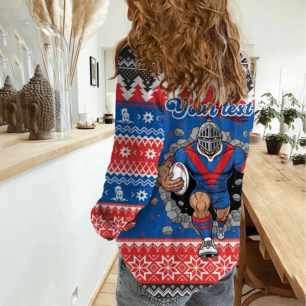 Merry Knights Newcastle Pride Personalised Women Casual Shirt Christmas Rugby League Spirit - Aussie Hoodie