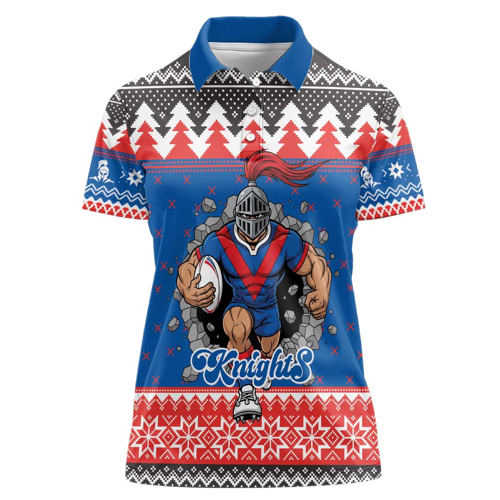 Merry Knights Newcastle Pride Personalised Women Polo Shirt Christmas Rugby League Spirit - Aussie Hoodie