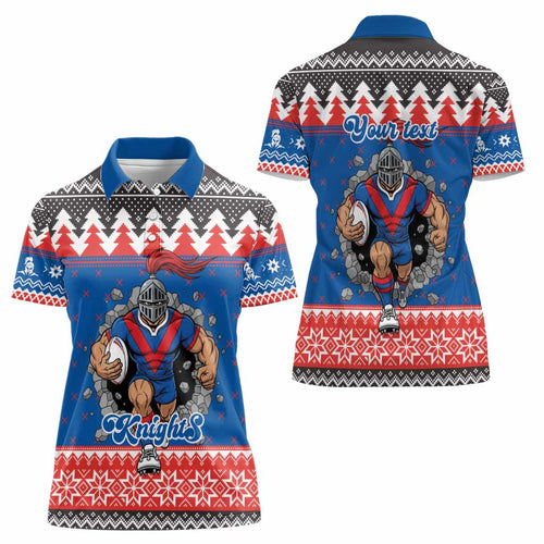 Merry Knights Newcastle Pride Personalised Women Polo Shirt Christmas Rugby League Spirit - Aussie Hoodie