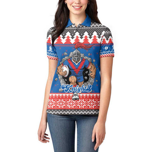 Merry Knights Newcastle Pride Personalised Women Polo Shirt Christmas Rugby League Spirit - Aussie Hoodie