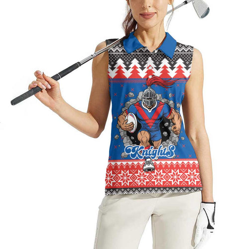 Merry Knights Newcastle Pride Personalised Women Sleeveless Polo Shirt Christmas Rugby League Spirit - Aussie Hoodie