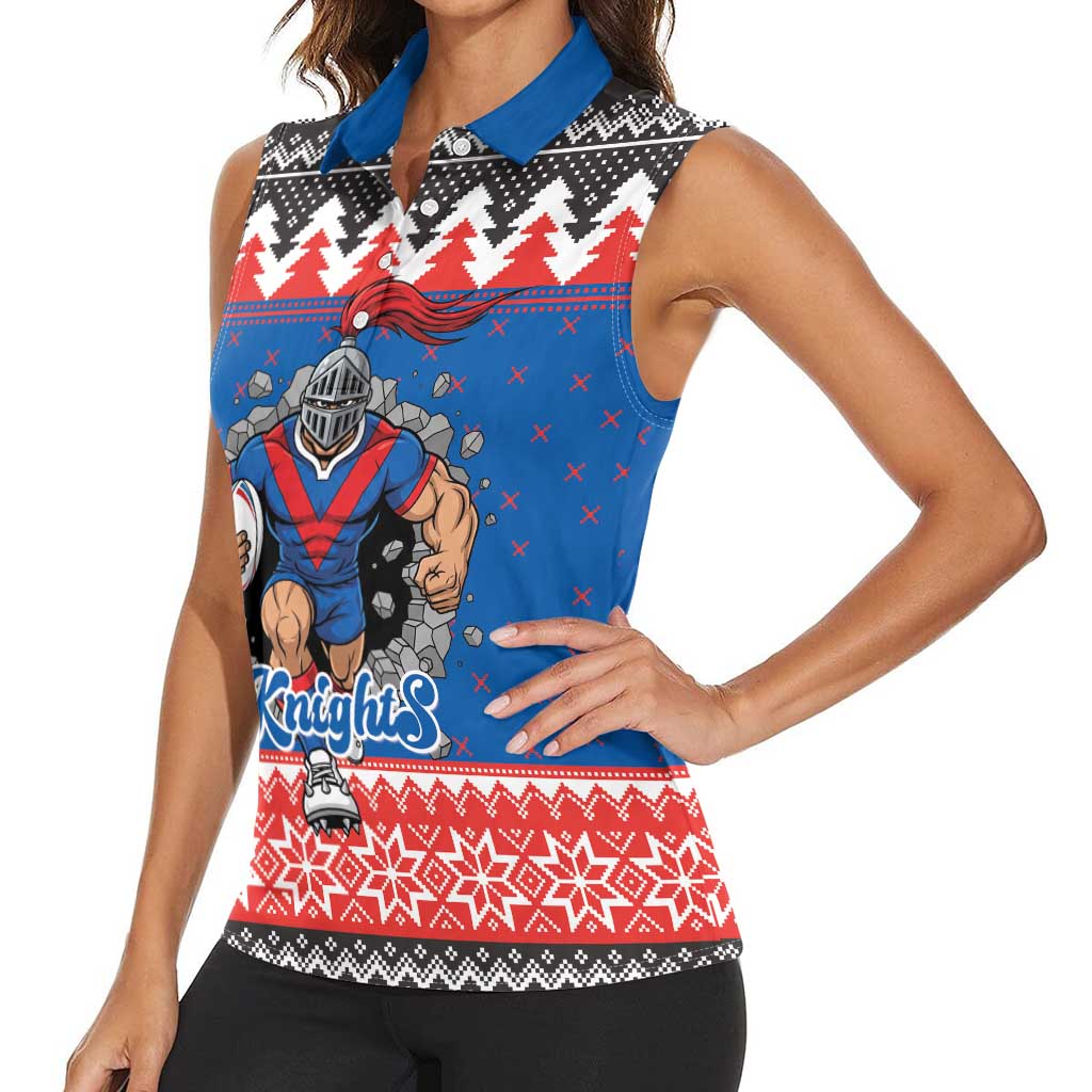 Merry Knights Newcastle Pride Personalised Women Sleeveless Polo Shirt Christmas Rugby League Spirit - Aussie Hoodie