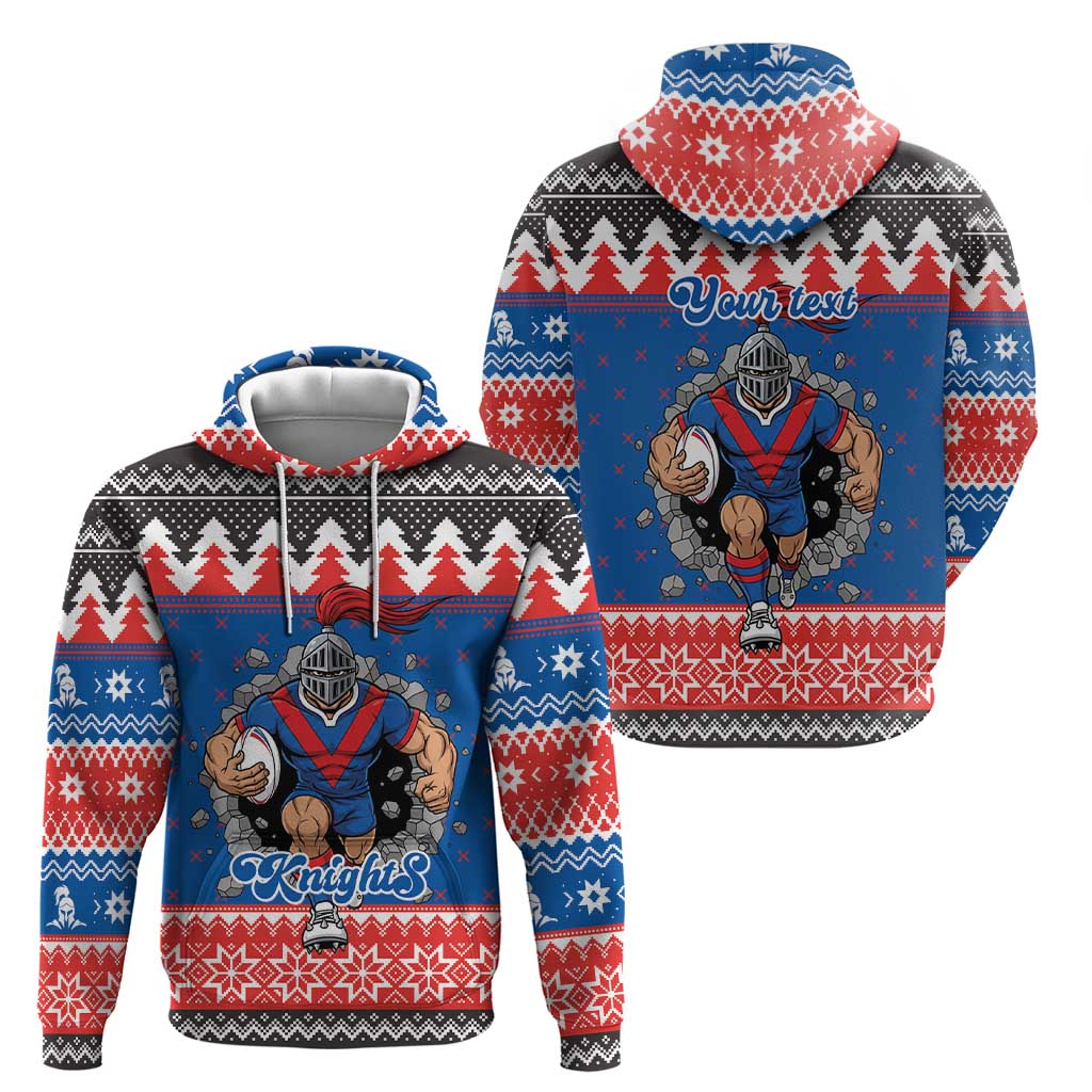 Merry Knights Newcastle Pride Personalised Zip Hoodie Christmas Rugby League Spirit - Aussie Hoodie
