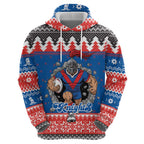 Merry Knights Newcastle Pride Personalised Zip Hoodie Christmas Rugby League Spirit - Aussie Hoodie
