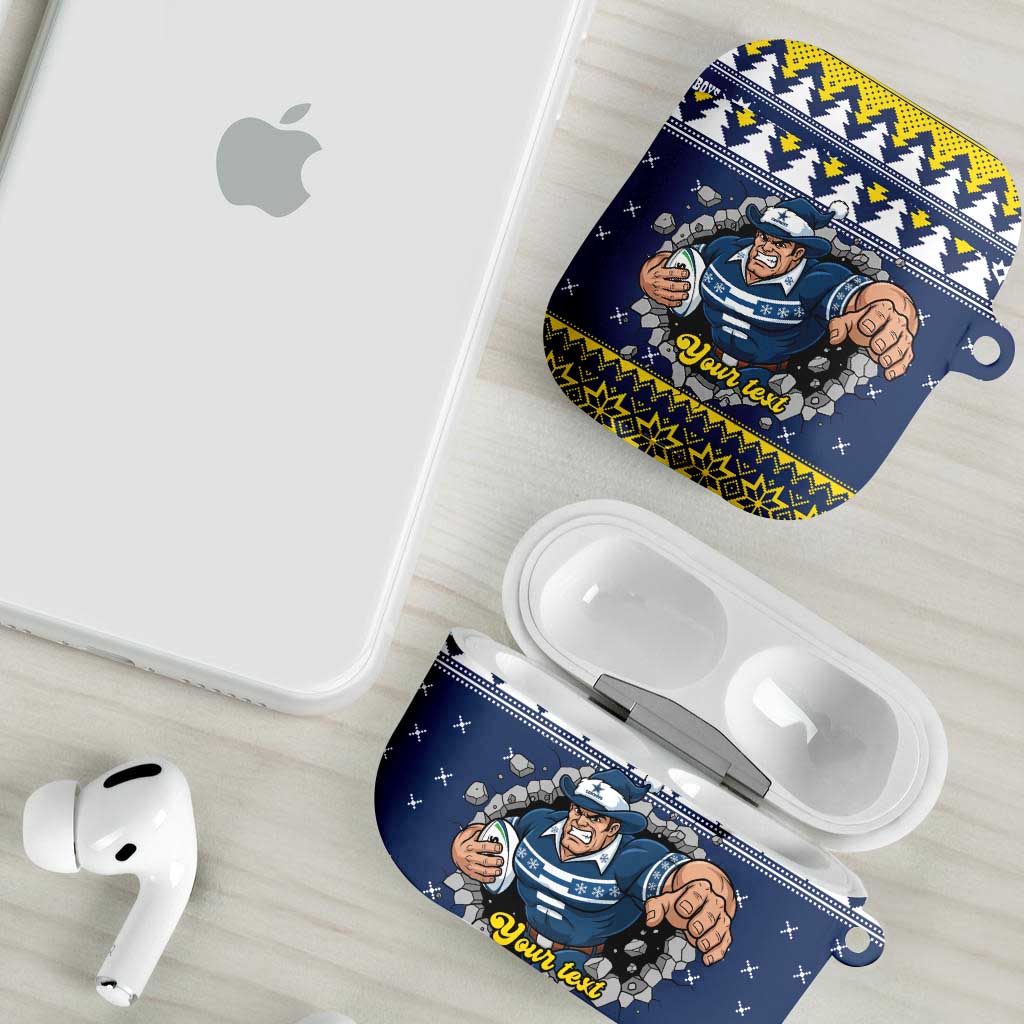 Merry Queensland Cowboys Personalised AirPods Case Christmas Rugby League Spirit - Aussie Hoodie
