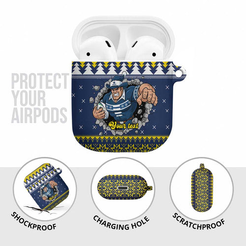 Merry Queensland Cowboys Personalised AirPods Case Christmas Rugby League Spirit - Aussie Hoodie
