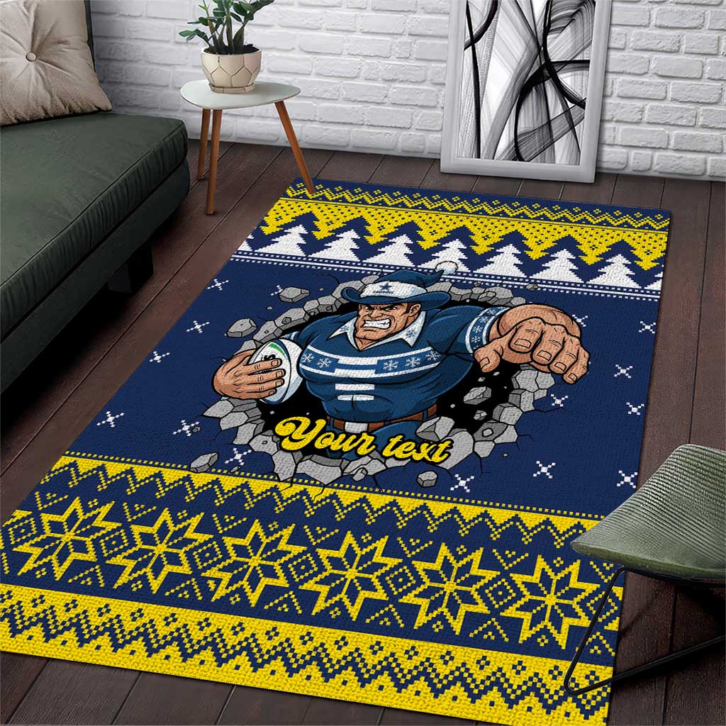 Merry Queensland Cowboys Personalised Area Rug Christmas Rugby League Spirit - Aussie Hoodie