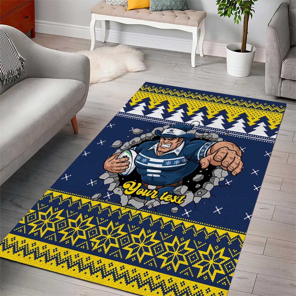 Merry Queensland Cowboys Personalised Area Rug Christmas Rugby League Spirit - Aussie Hoodie