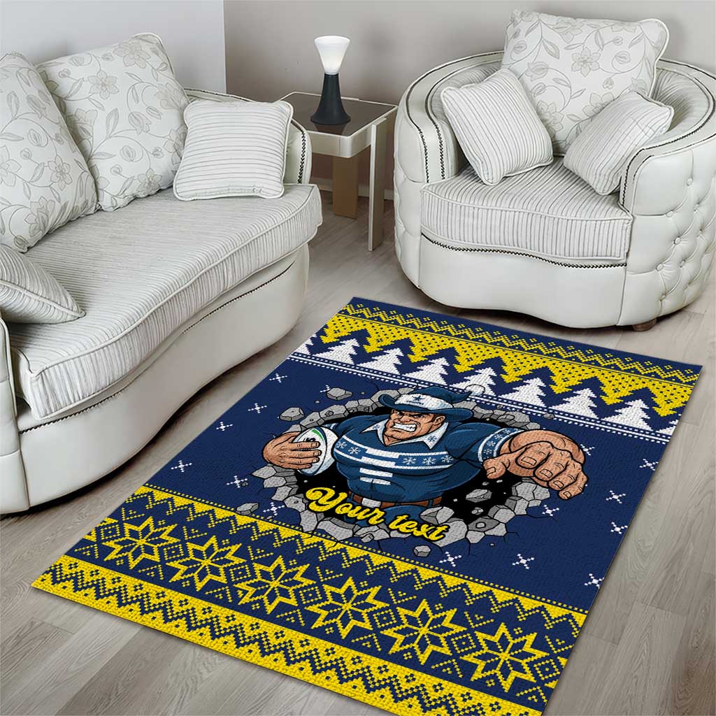 Merry Queensland Cowboys Personalised Area Rug Christmas Rugby League Spirit - Aussie Hoodie