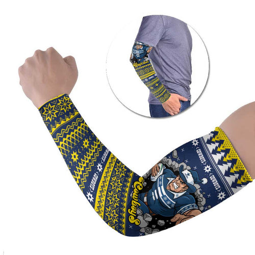 Merry Queensland Cowboys Personalised Arm Sleeves Christmas Rugby League Spirit - Aussie Hoodie