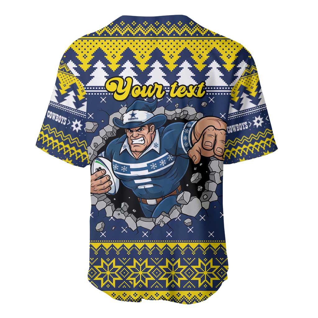 Merry Queensland Cowboys Personalised Baseball Jersey Christmas Rugby League Spirit - Aussie Hoodie