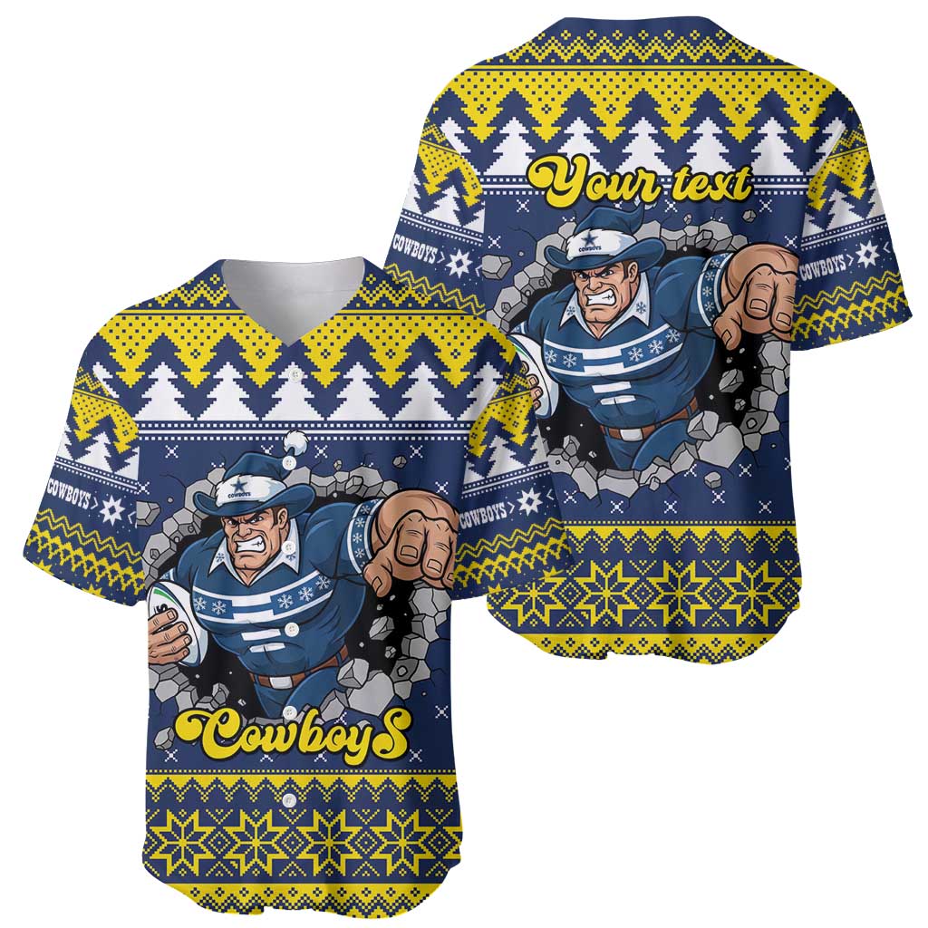 Merry Queensland Cowboys Personalised Baseball Jersey Christmas Rugby League Spirit - Aussie Hoodie