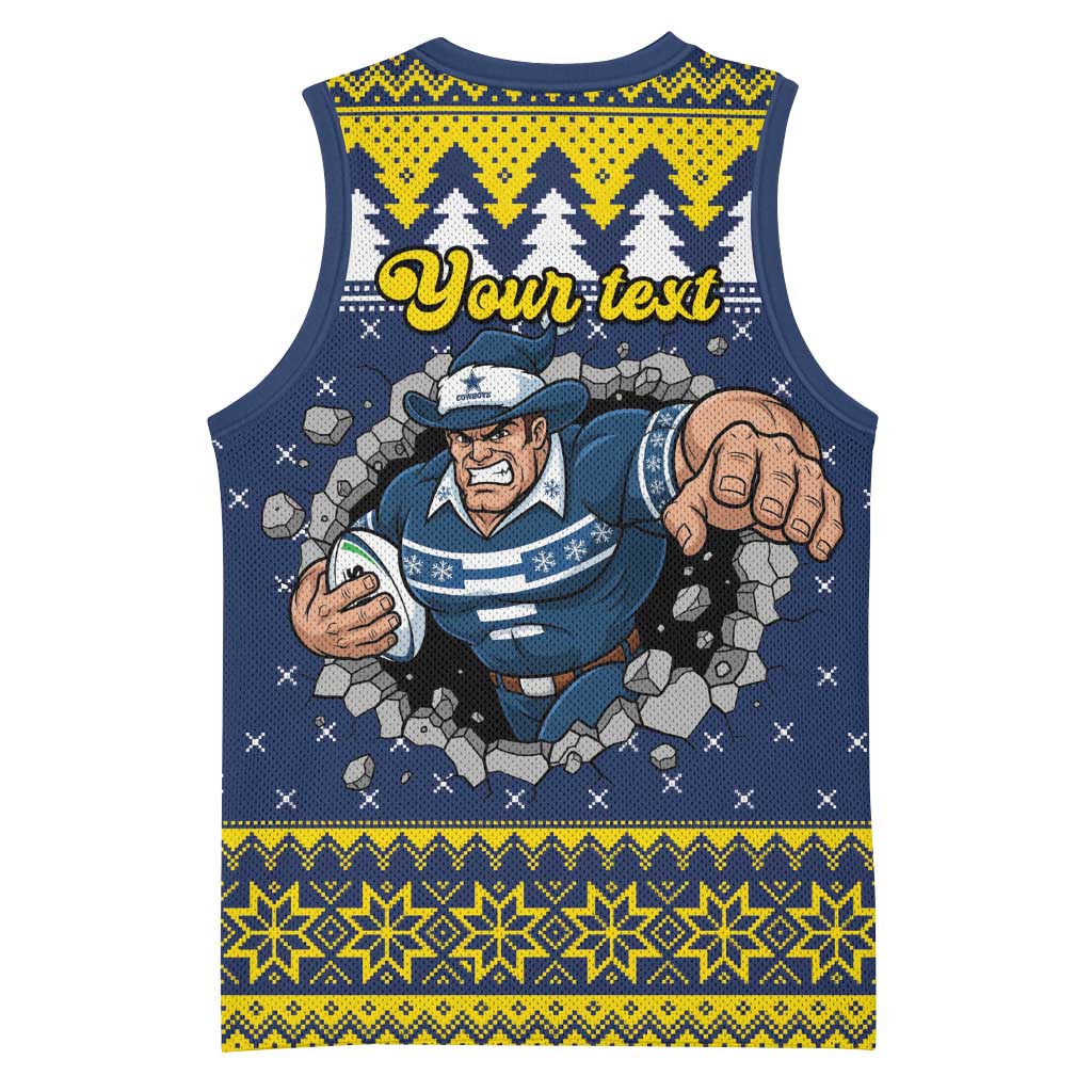 Merry Queensland Cowboys Personalised Basketball Jersey Christmas Rugby League Spirit - Aussie Hoodie