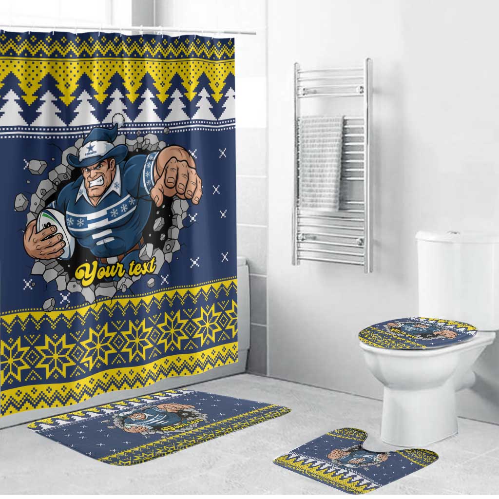Merry Queensland Cowboys Personalised Bathroom Set Christmas Rugby League Spirit - Aussie Hoodie
