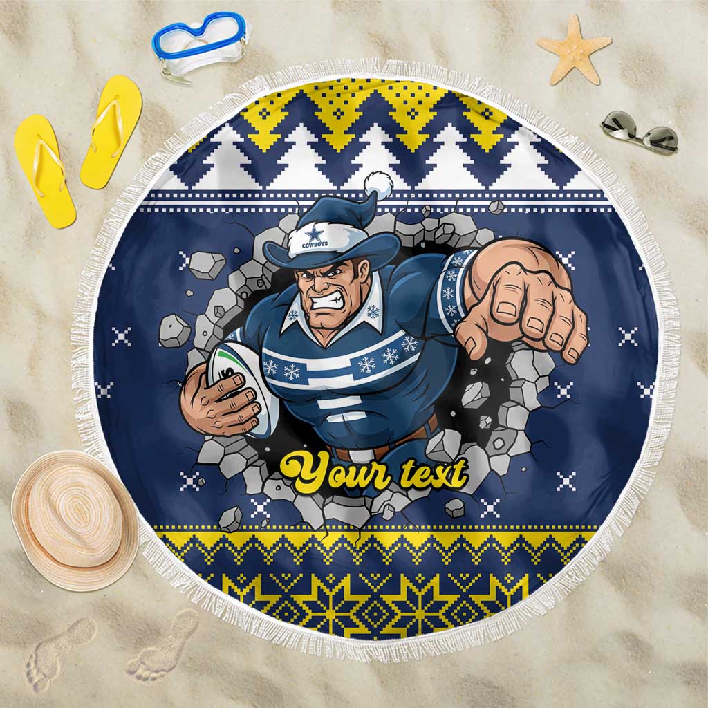 Merry Queensland Cowboys Personalised Beach Blanket Christmas Rugby League Spirit - Aussie Hoodie