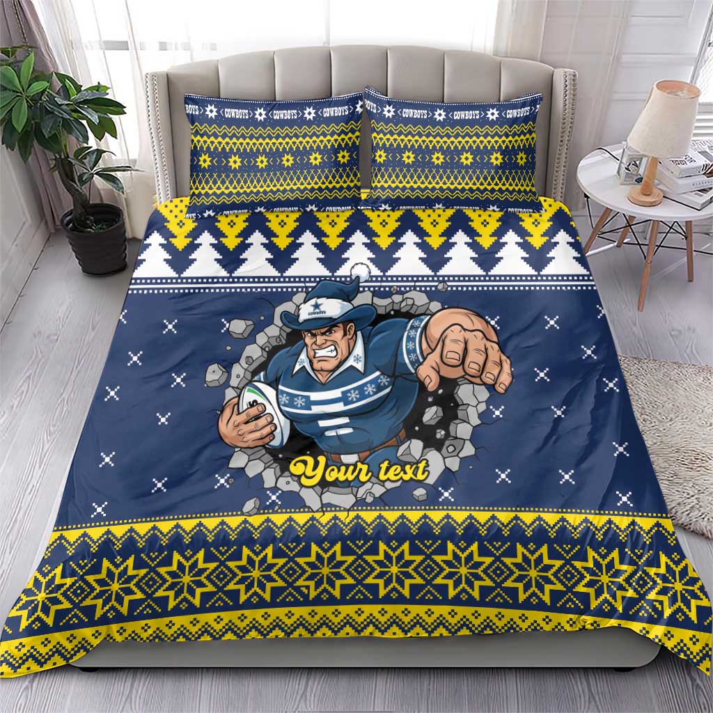 Merry Queensland Cowboys Personalised Bedding Set Christmas Rugby League Spirit - Aussie Hoodie