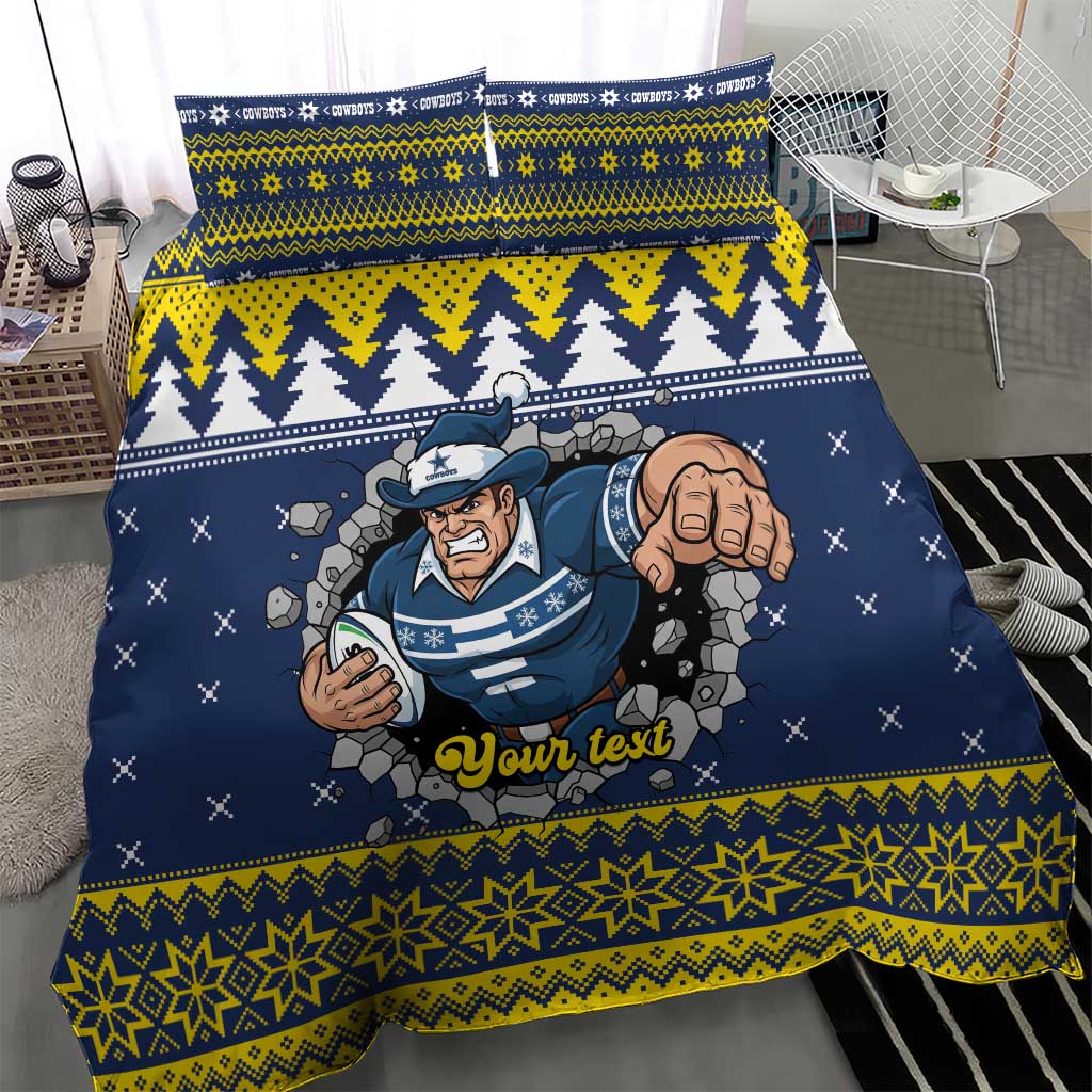 Merry Queensland Cowboys Personalised Bedding Set Christmas Rugby League Spirit - Aussie Hoodie