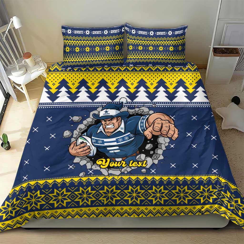 Merry Queensland Cowboys Personalised Bedding Set Christmas Rugby League Spirit - Aussie Hoodie