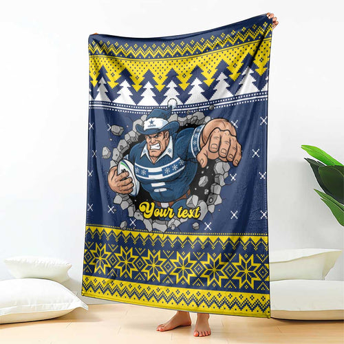 Merry Queensland Cowboys Personalised Blanket Christmas Rugby League Spirit - Aussie Hoodie