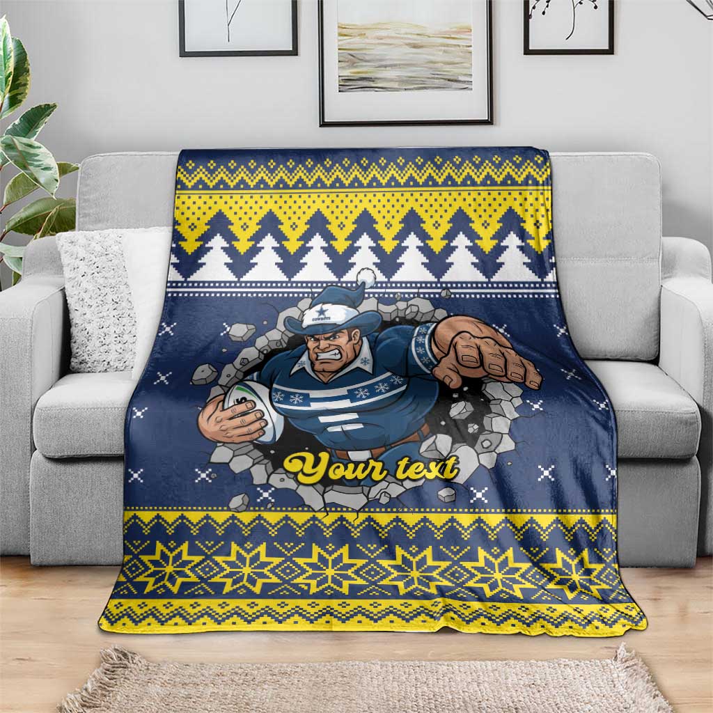 Merry Queensland Cowboys Personalised Blanket Christmas Rugby League Spirit - Aussie Hoodie
