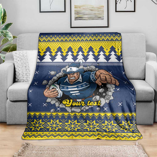 Merry Queensland Cowboys Personalised Blanket Christmas Rugby League Spirit - Aussie Hoodie