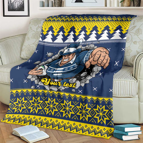 Merry Queensland Cowboys Personalised Blanket Christmas Rugby League Spirit - Aussie Hoodie