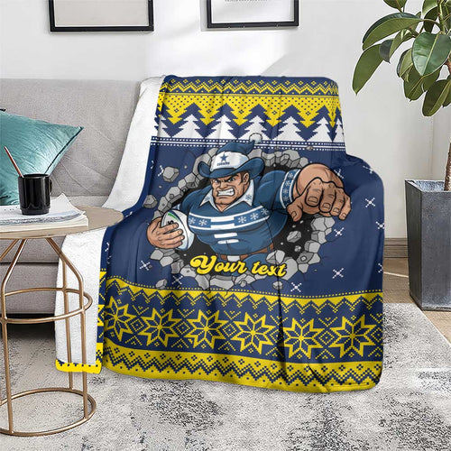Merry Queensland Cowboys Personalised Blanket Christmas Rugby League Spirit - Aussie Hoodie