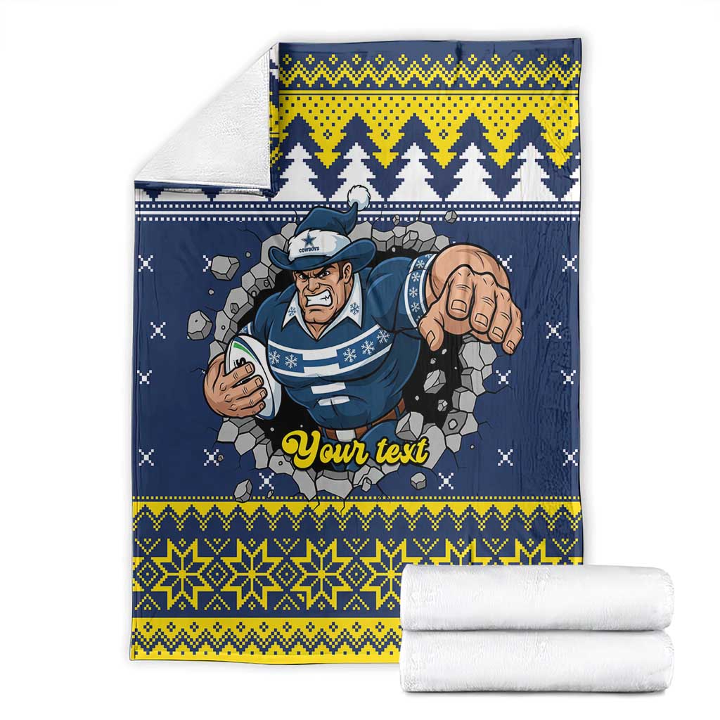 Merry Queensland Cowboys Personalised Blanket Christmas Rugby League Spirit - Aussie Hoodie