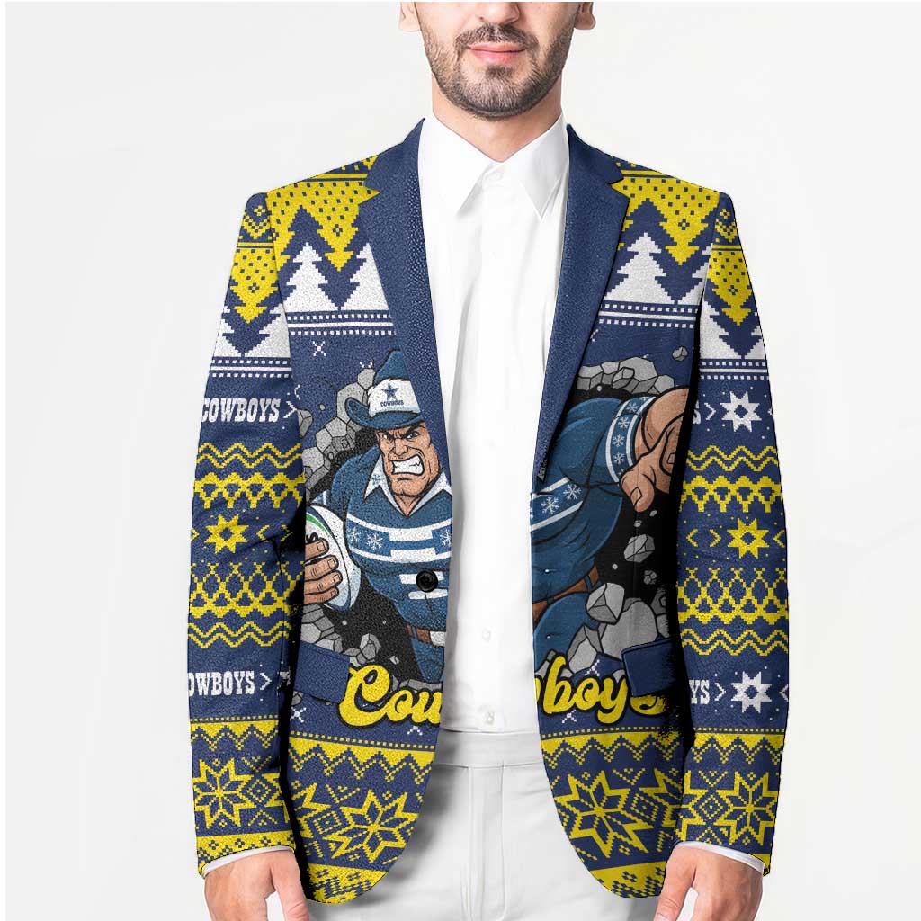 Merry Queensland Cowboys Personalised Blazer Christmas Rugby League Spirit - Aussie Hoodie