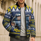 Merry Queensland Cowboys Personalised Bomber Puffer Jacket Christmas Rugby League Spirit - Aussie Hoodie