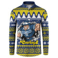 Merry Queensland Cowboys Personalised Button Sweatshirt Christmas Rugby League Spirit - Aussie Hoodie