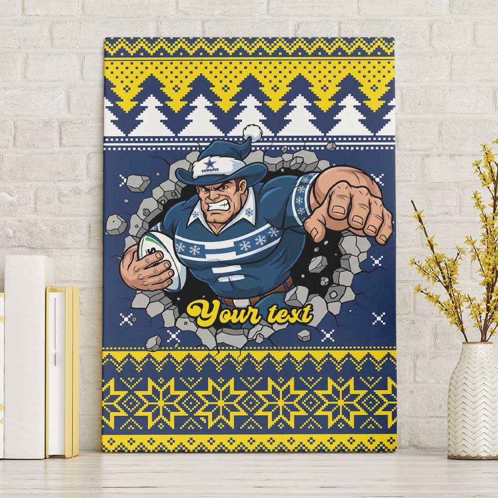 Merry Queensland Cowboys Personalised Canvas Wall Art Christmas Rugby League Spirit - Aussie Hoodie