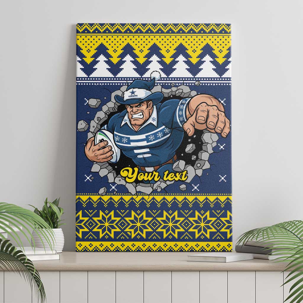 Merry Queensland Cowboys Personalised Canvas Wall Art Christmas Rugby League Spirit - Aussie Hoodie
