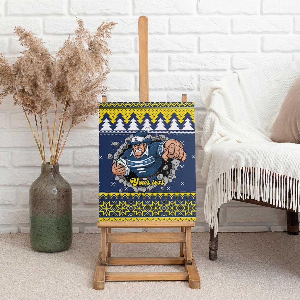 Merry Queensland Cowboys Personalised Canvas Wall Art Christmas Rugby League Spirit - Aussie Hoodie