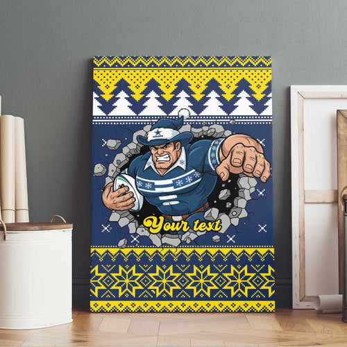 Merry Queensland Cowboys Personalised Canvas Wall Art Christmas Rugby League Spirit - Aussie Hoodie