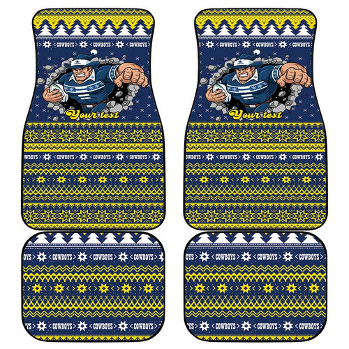 Merry Queensland Cowboys Personalised Car Mats Christmas Rugby League Spirit - Aussie Hoodie