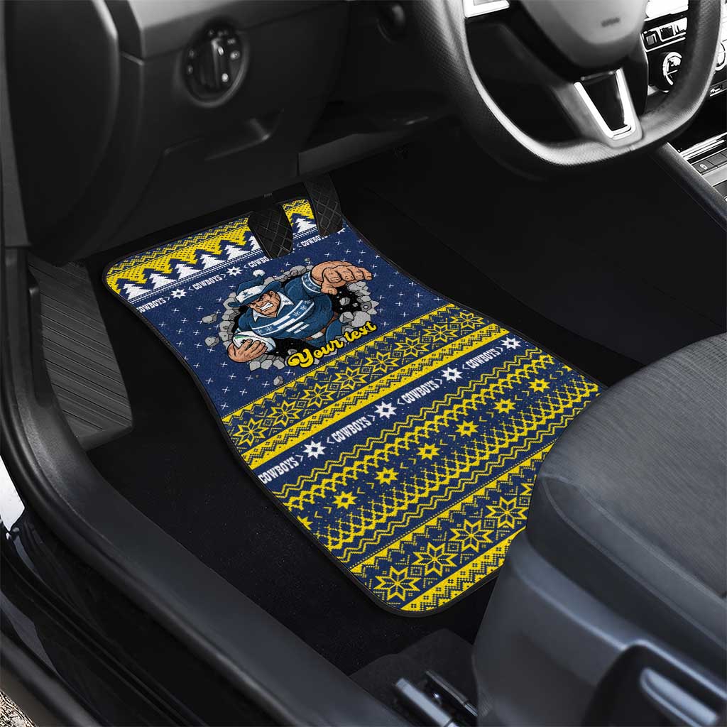 Merry Queensland Cowboys Personalised Car Mats Christmas Rugby League Spirit - Aussie Hoodie