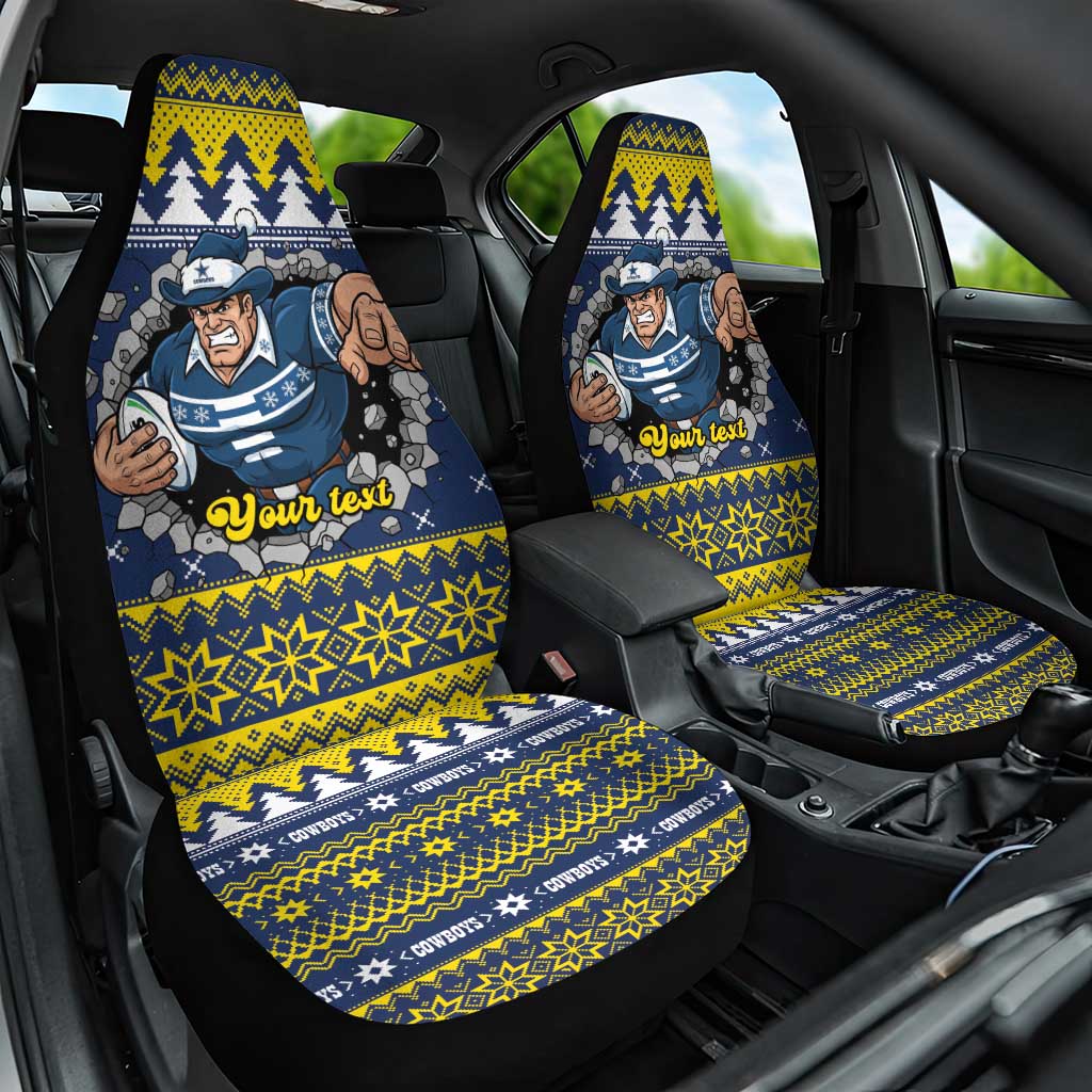 Merry Queensland Cowboys Personalised Car Seat Cover Christmas Rugby League Spirit - Aussie Hoodie