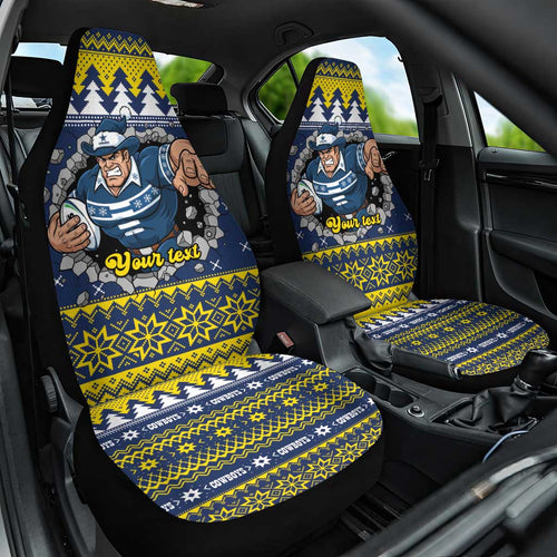 Merry Queensland Cowboys Personalised Car Seat Cover Christmas Rugby League Spirit - Aussie Hoodie