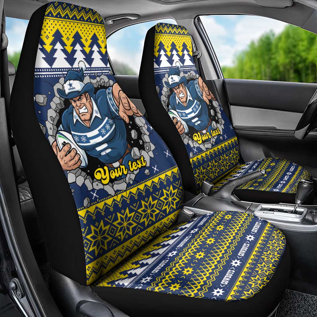 Merry Queensland Cowboys Personalised Car Seat Cover Christmas Rugby League Spirit - Aussie Hoodie