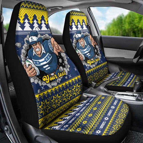 Merry Queensland Cowboys Personalised Car Seat Cover Christmas Rugby League Spirit - Aussie Hoodie