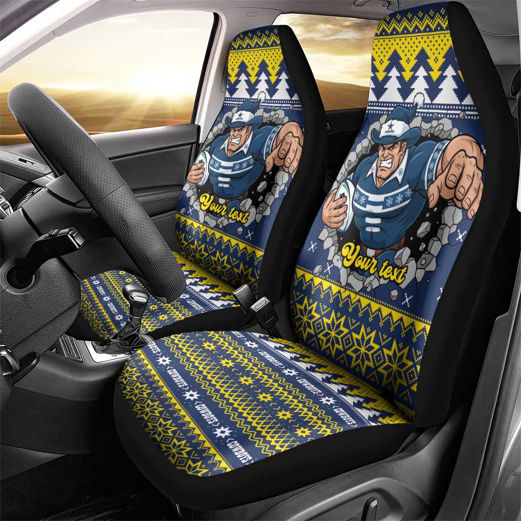 Merry Queensland Cowboys Personalised Car Seat Cover Christmas Rugby League Spirit - Aussie Hoodie