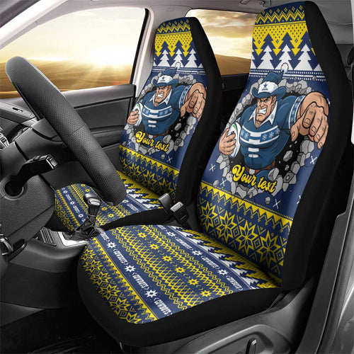 Merry Queensland Cowboys Personalised Car Seat Cover Christmas Rugby League Spirit - Aussie Hoodie