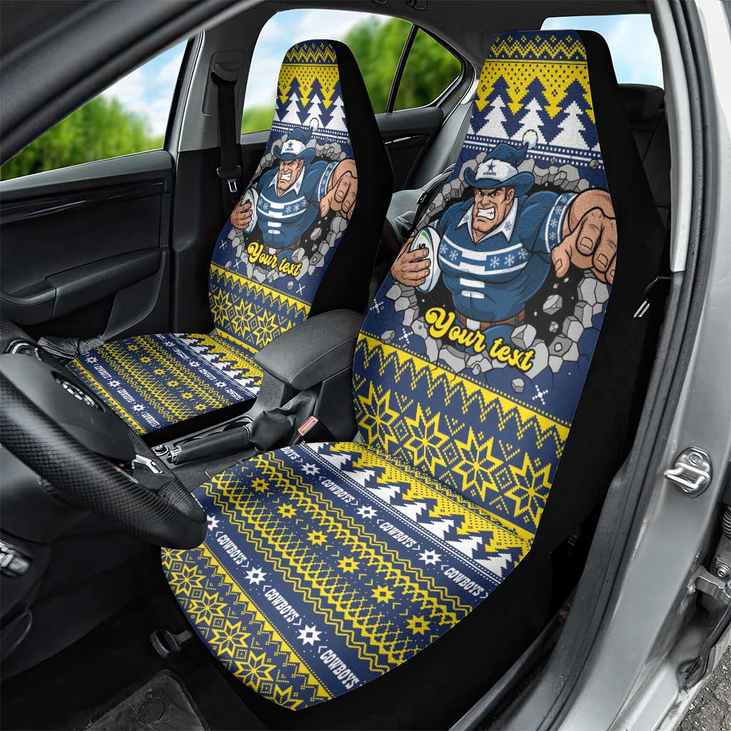 Merry Queensland Cowboys Personalised Car Seat Cover Christmas Rugby League Spirit - Aussie Hoodie