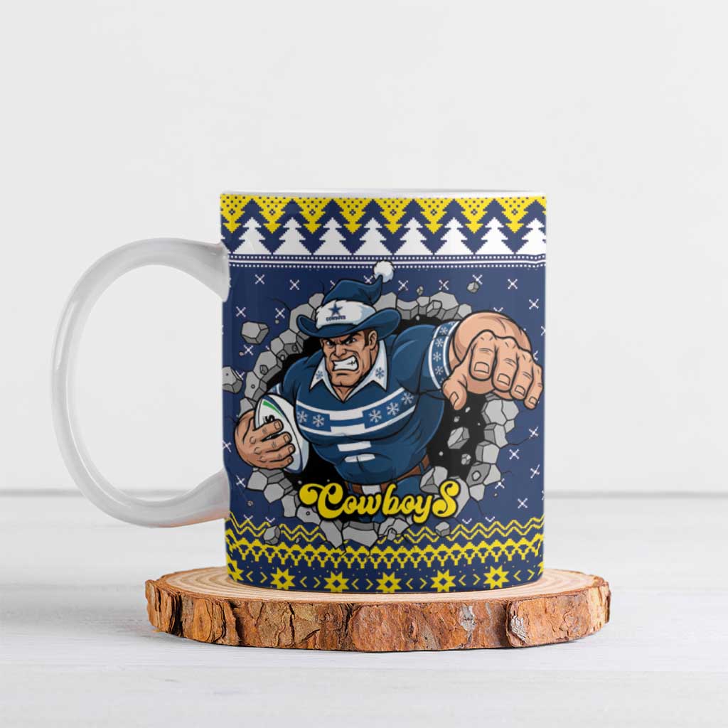 Merry Queensland Cowboys Personalised Ceramic Mug Christmas Rugby League Spirit - Aussie Hoodie